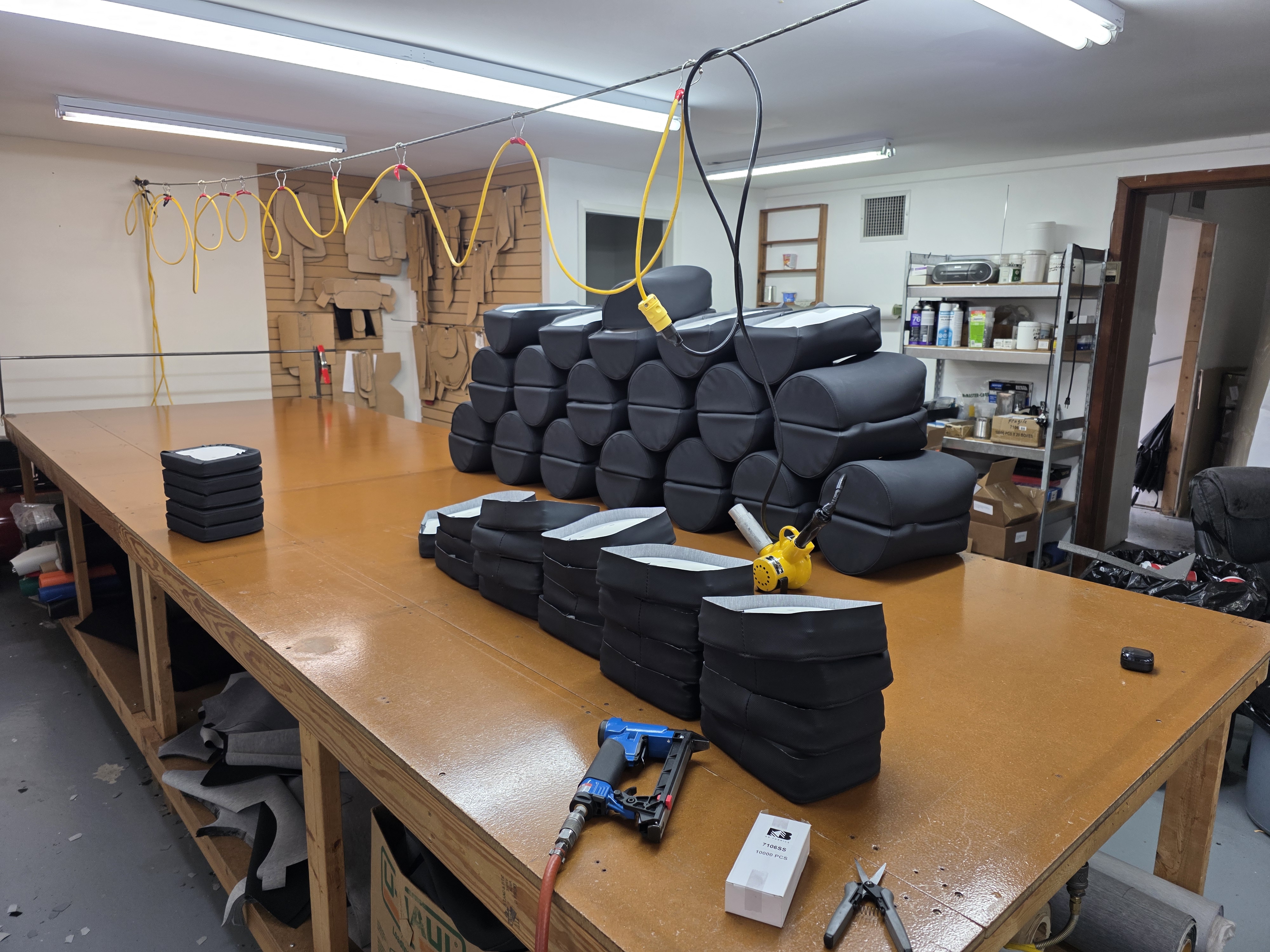 Large production run of finished upholstered components